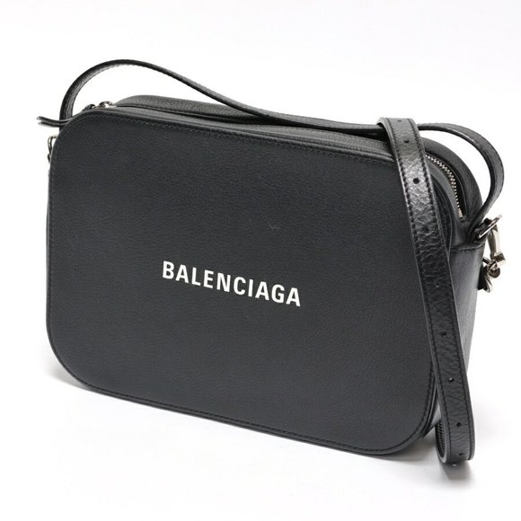 BALENCIAGA Everyday Camera Bag Shoulder 608654 Leather Black E-157669 - Picture 1 of 7
